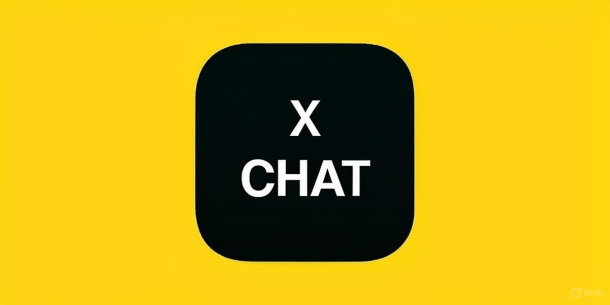 Futuristic concept image of Elon Musk’s X Chat messaging app, designed to rival WhatsApp and Telegram with end-to-end encryption.