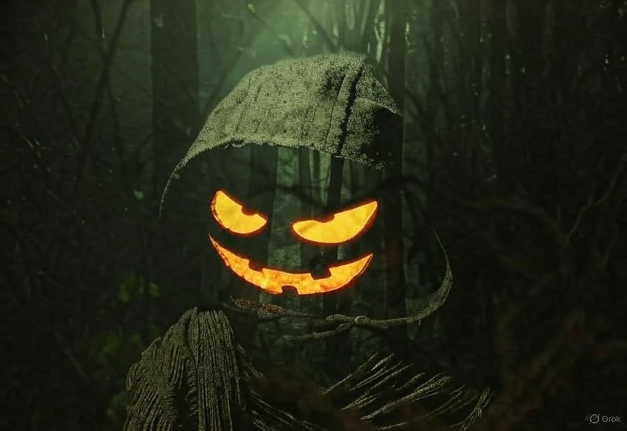 Viral Halloween drone show above Qatar’s Katara Towers lighting up the Lusail skyline with spider and pumpkin animations.