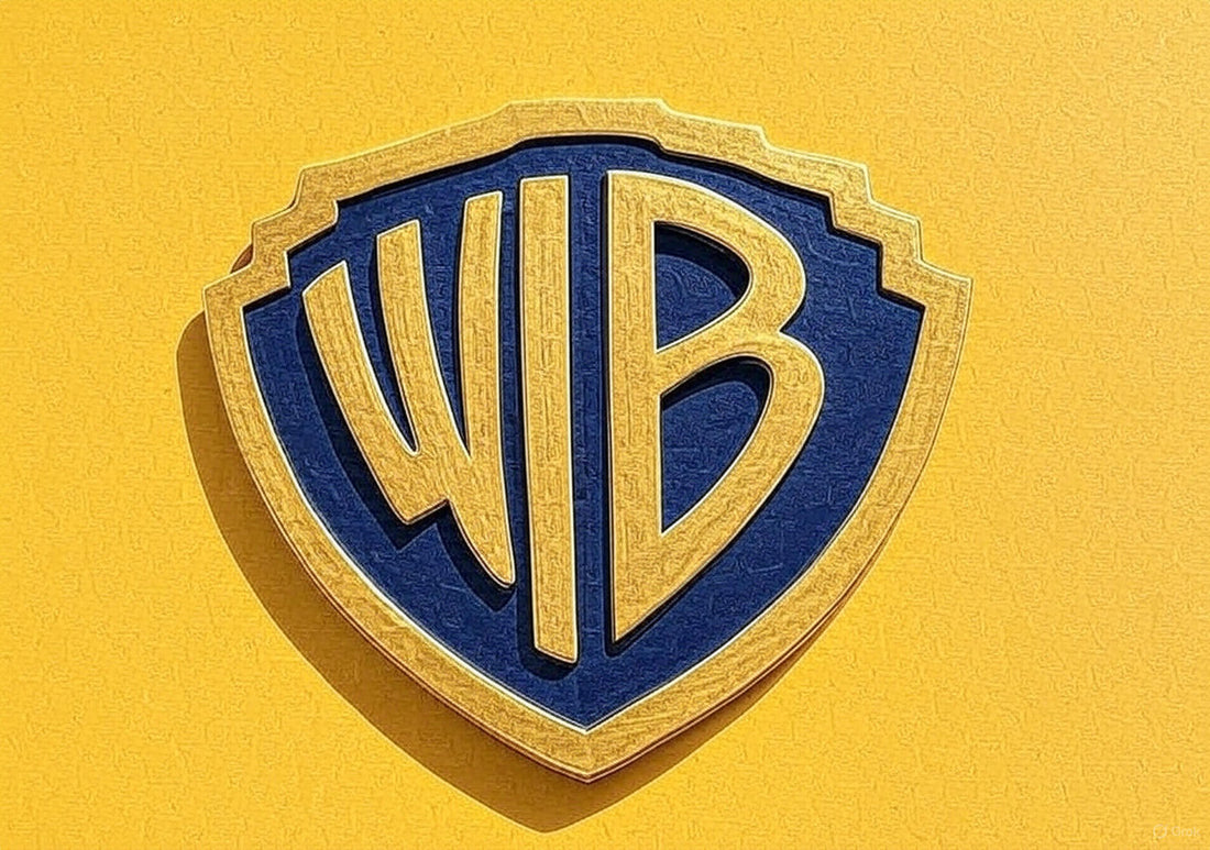 Hollywood film studios merger concept with Universal and Warner Bros icons