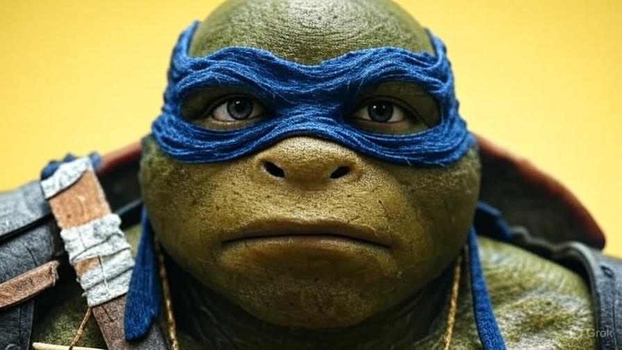 Cancelled TMNT The Last Ronin film depiction showing a gritty futuristic Turtle design in neon rain