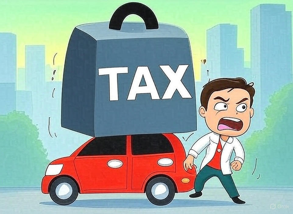 Concerned EV driver checking mileage costs amid UK government tax proposal